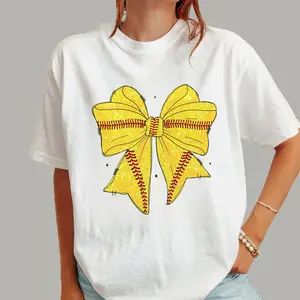 Softball Bow,Softball Coquette, Game Day Softball, Softball,Softball Mama,Softball Mom T-Shirt