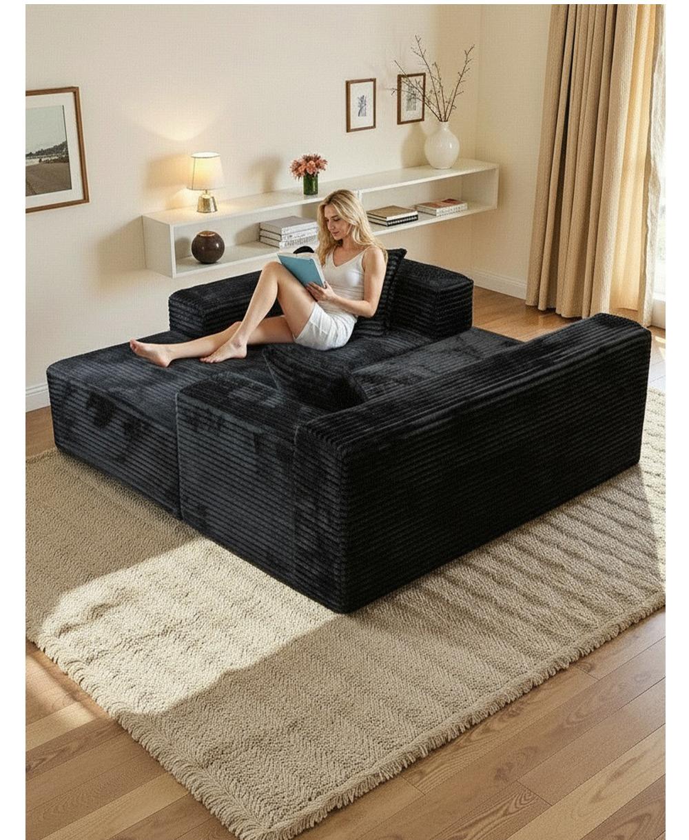 Modern Chenille Soft Cushion Modular Sofa Set, L-Shaped Modular Living Room Sofa Set, Free Combination Sofa for Living Room and Room (Side Recliner) Boneless Sectional Couch home Sofa family Couch boneless couches for living room