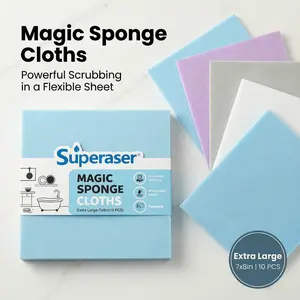 Superaser Magic Cleaning Sponge Cloth All Purpose for Home Cleaning Chemical Free Magic Sponge Water Only Cleaning for Kitchen Shoes Wall.clean cloth