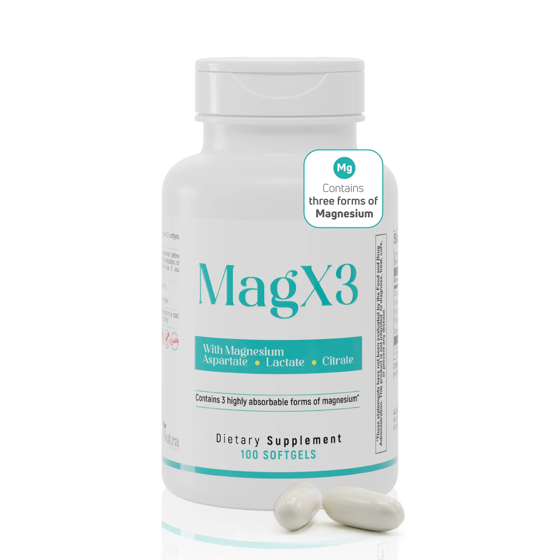 BENFIT Triple Blend Magnesium Aspartate-Lactate Vitamin Supplement, 400 mg Edible Softgels, 100-Count Bottle, Highly Absorbable Daily Supplement for Adults’ Health & Fitness Support