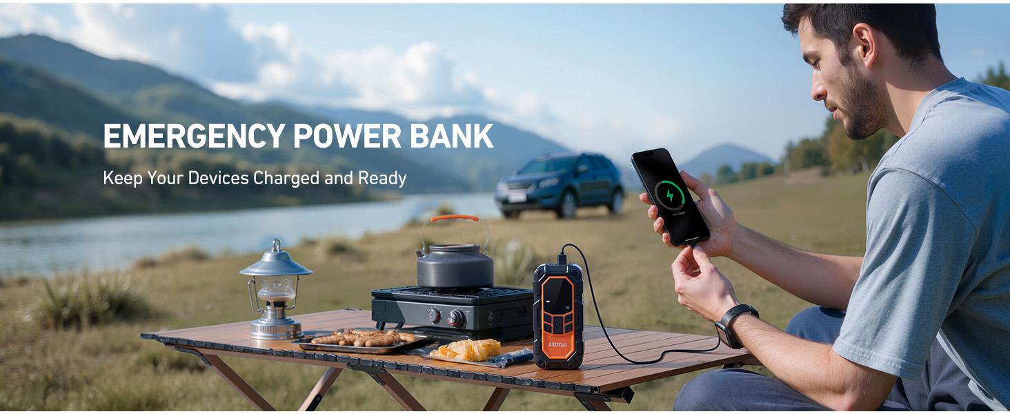 AstroAI S8 Air Nano Jump Starter with Air Compressor, 1500A Peak Car Battery Jump Starter Portable (6.0 Gas/3.0L Diesel) with 150PSI Auto-Shutoff Tire Inflator, 12V Battery Charger Booster(Orange)