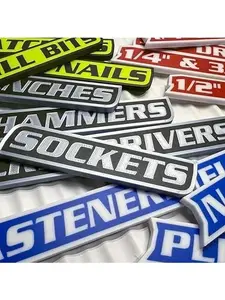 12-Pack Premium Magnetic Toolbox Labels for Tool Organization - 12 Pack of High Quality 3D Printed Personalized Magnets for Metal Cabinets, Drawers, Tool Chests, Decor Plastic Gift