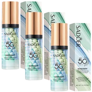 3 In 1 Sunscreen Isolation Cream, SPF 50, One Step Color Corrector Face Primer, Moisturizing Skin Tone Correcting, Radiance Skin Green Moisturizer