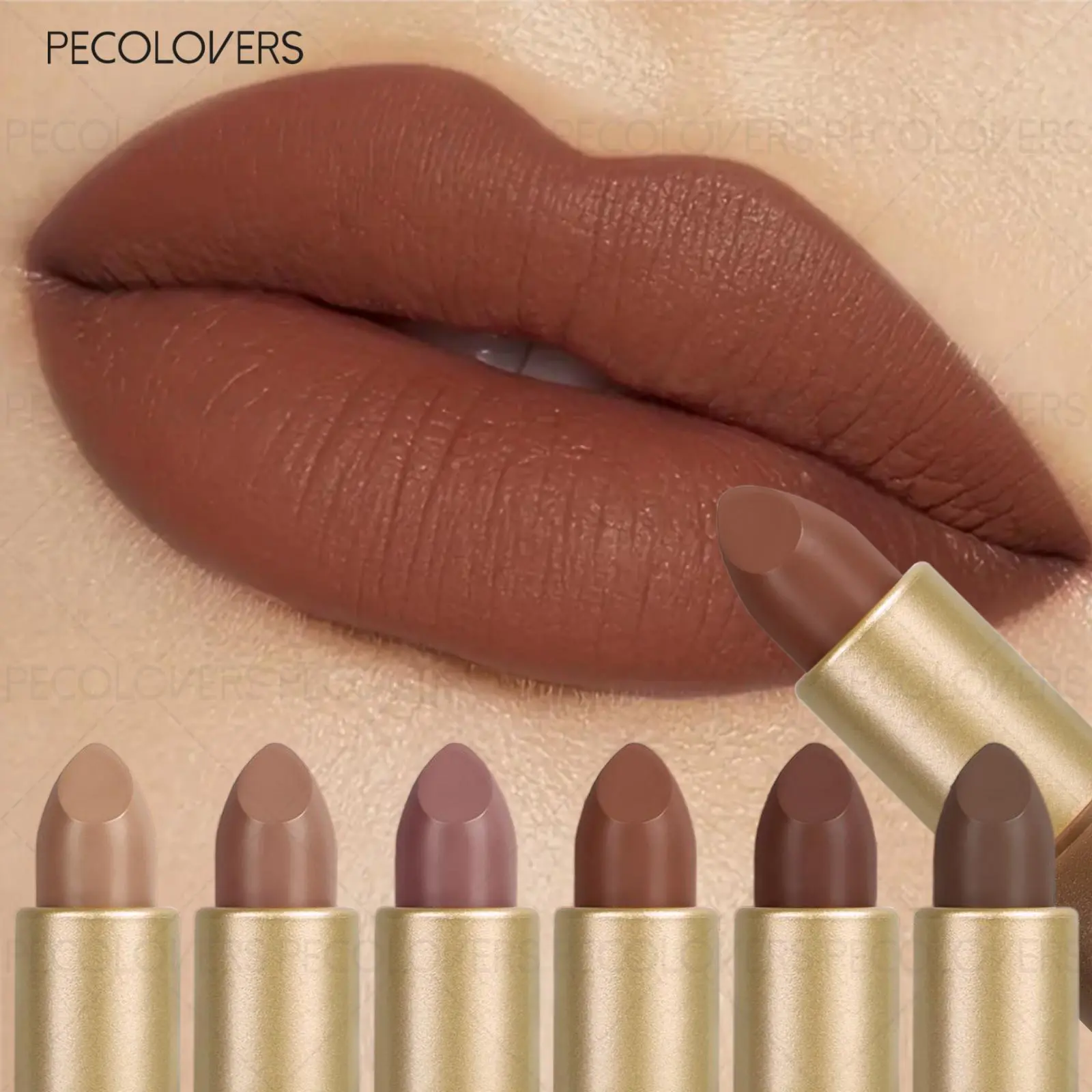 6pcs/set Matte Lipstick Set, Luxurious Long Lasting Brown Lipstick, Waterproof and Long-lasting, Non-stick Cup, Essential Lipstick Cosmetics for Autumn and Winter, Lip Kit, Matte Lip Sticks