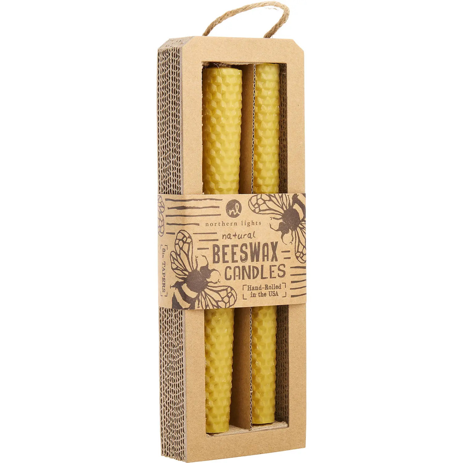 Beeswax Natural By Northern Lights 8" Taper Candle (2 Pack) For Unisex