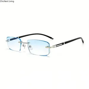 Men's Vintage Frameless Glasses | New frameless edge-cut anti-blue light fashionable reading glasses | Classic Unisex Rimless Eyeglasses | Ideal for Learning Reading Office Computer Use | Lightweight Comfort | Men's Classic Unisex Frameless Glasses lens