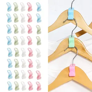 40 Pcs Space Saving Clothes Hanger Connectors Plastic Extender Hooks for Closet Organizer Cascading Hanger HangingHooks Hanger Connector Hooks
