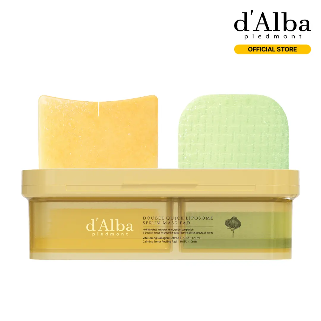 [NEW] [OFFICIAL d'Alba] Double Quick Liposome Serum Mask Pad, Vita Toning Collagen Gel Pads, 70 Count (4.23 fl oz / 125 mL) + Calming Toner Peeling Pads, 30 Count (3.38 fl oz / 100 mL)