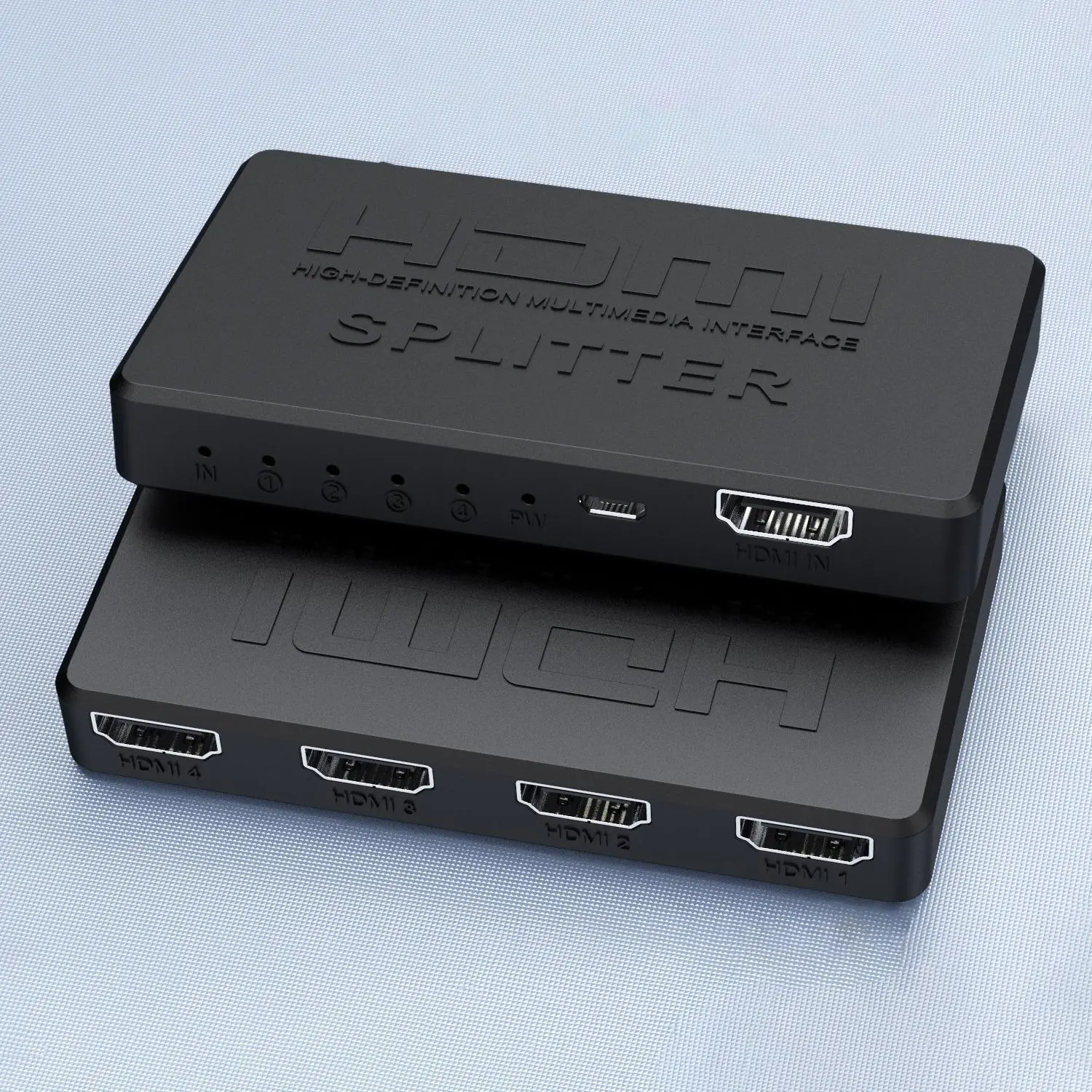 HD Mini HDMI Multimedia Splitter One-To-Four, High-Definition Video Distributor, Compact Design, Ideal for Home Theater & Office Use
