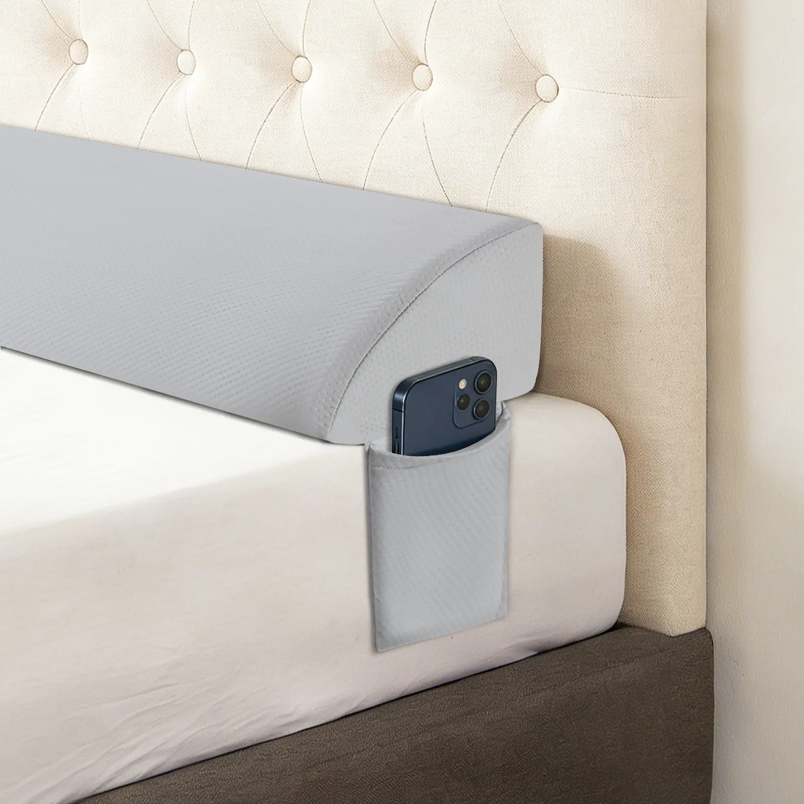 Bed Wedge Pillow for Headboard, Modern Stylish Pillow to Fill Gap Between Headboard and Mattress, Bed Gap Filler