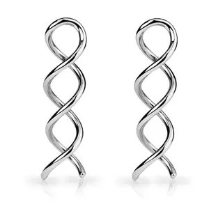 Swirl Twist Taper Earrings - 316L Surgical Steel - Pair