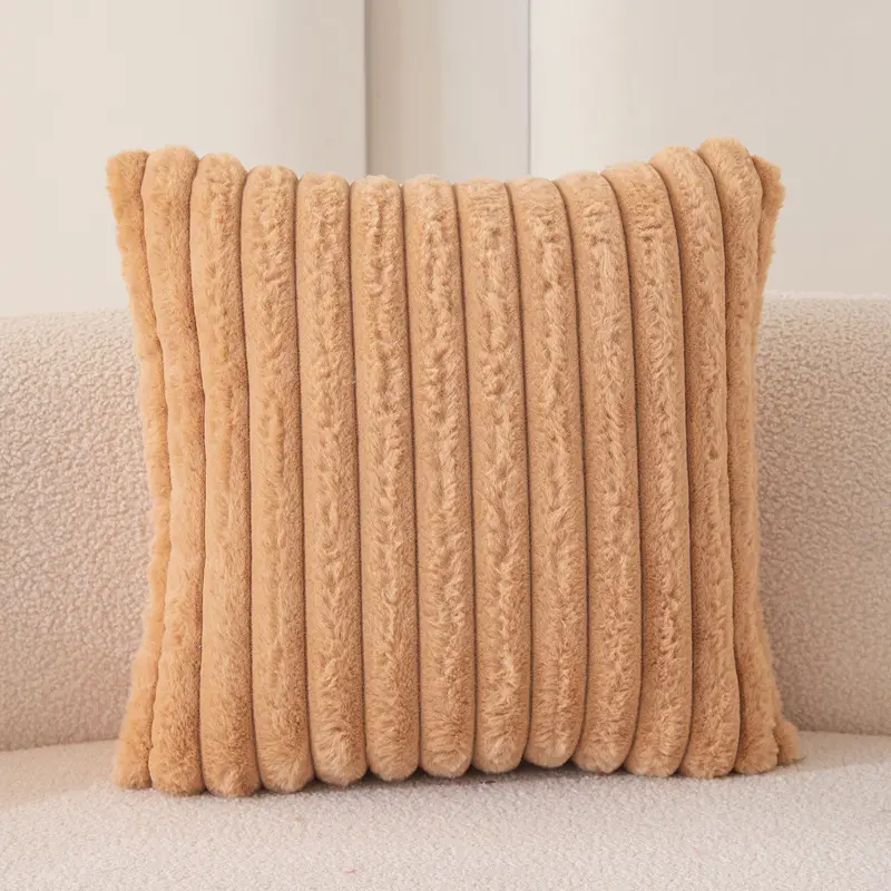 Luxury Plush Ribbed Pillow Cover, Soft Velvet Throw Pillow Case, Modern Solid Color Cushion Cover for Sofa Couch Bed Home Decor, Cozy Aesthetic Pillow Sham