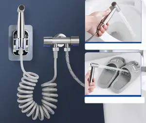 Adjustable Water Pressure Handheld Bidet Sprayer Kit with Sitz Bath Hose & Stainless Steel Nozzle for Feminine Hygiene Care, Infant Cleansing, and Diaper Washing