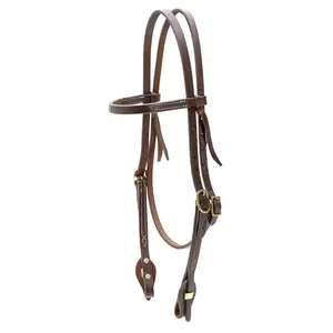 Jeffers LuxeLeather Heavy Oiled Browband Headstall with Quick Change Bit Ends for Horses