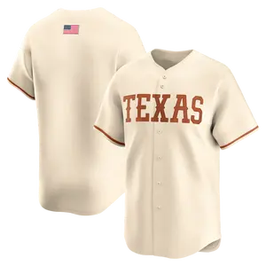 Men's Cream/ Gray Texas Full-Button Jersey, Crewneck Short Sleeves For Fan