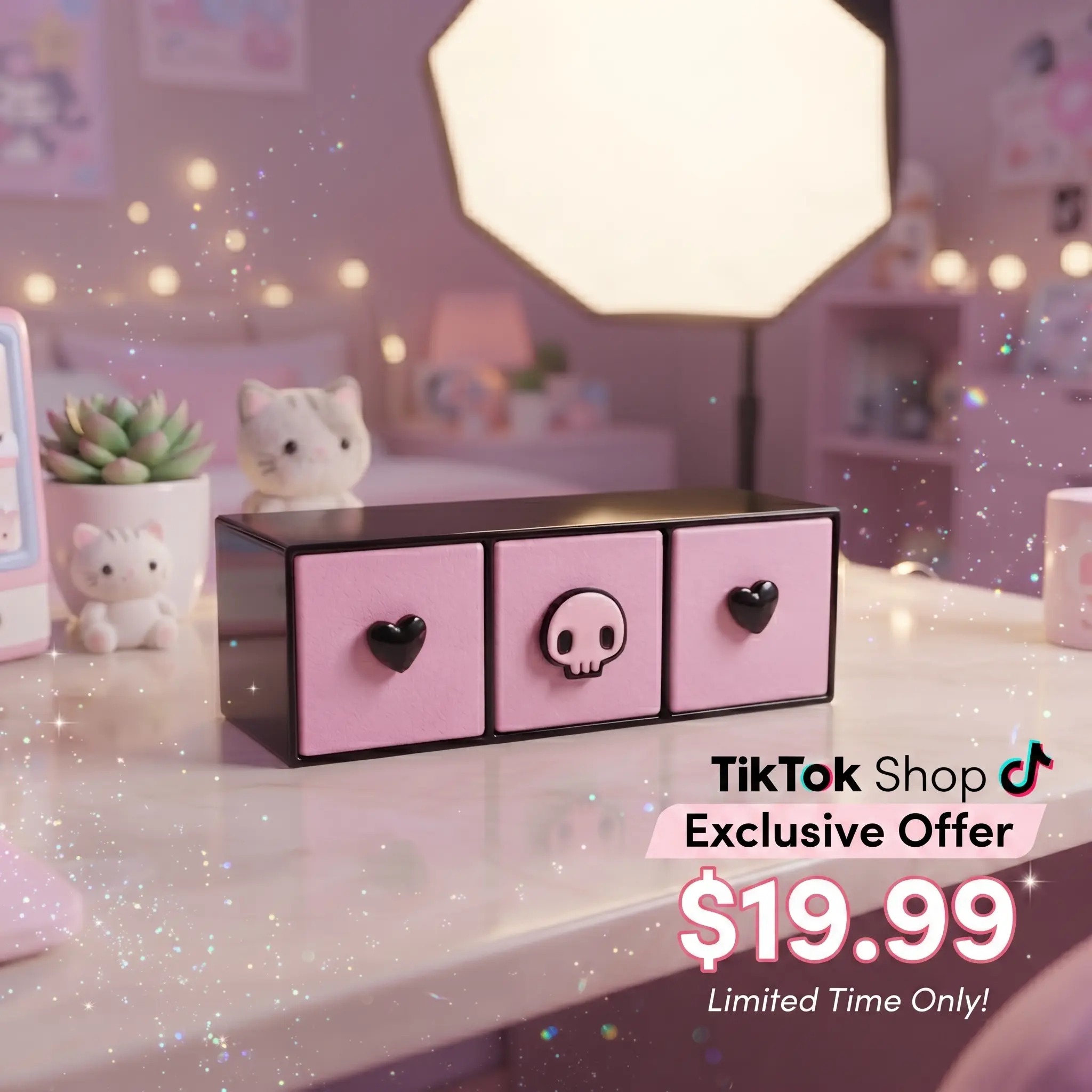 Dark Kawaii Convertible Organizer  2-in-1 Desk & Vanity Storage
