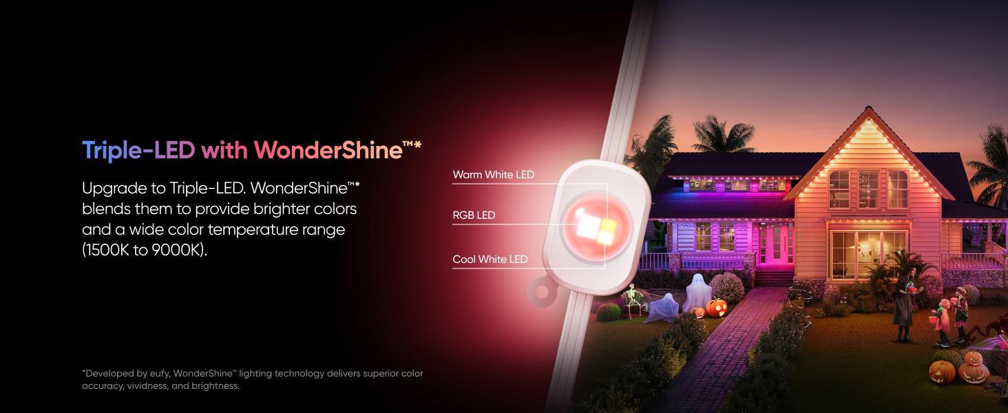【Special Bundle】eufy Permanent Outdoor Lights E22, 100ft with 60 Triple-LED Lights, Smart RGBWW for Christmas, Daily and Holiday, IP67 Waterproof, AI Lighting Themes for Christmas Decorations, Links with Cameras Dimmable Customization