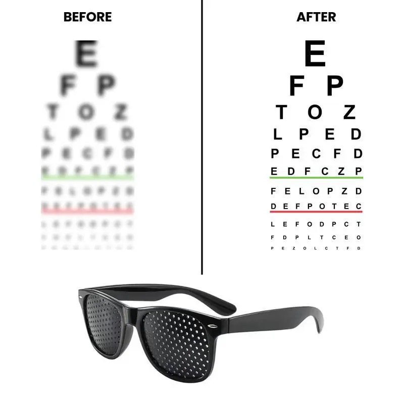 Unisex Clubmaster Non-Prescription Pinhole Glasses, Resin Polycarbonate Frame for Vision Improvement, Eye Strain Relief & Astigmatism, Full Rim, Kids, Pinhole Lens, Innovative Pinhole Technology