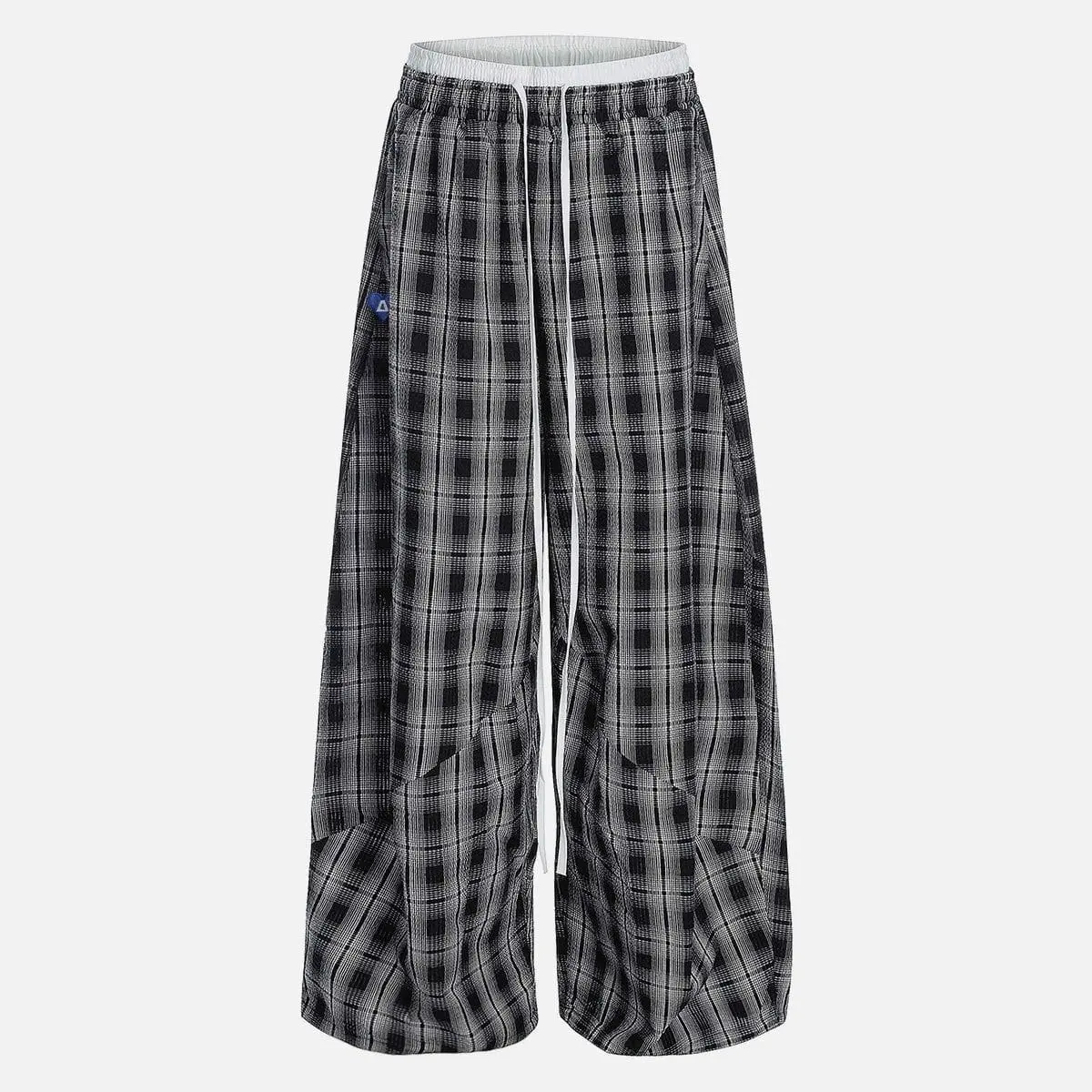 Aelfric Eden Baggy Plaid  Barrel Double Waist Sweatpants Unisex Drawstring Elastic Waist Joggers  Y2K Streetwear Loose Fit Vintage Joggers,summerwins