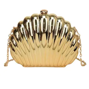Mini Shell-Shaped Metal Clutch Bag for Women Evening Bag Elegant Crossbody Purse Perfect for Weddings Dinners Parties