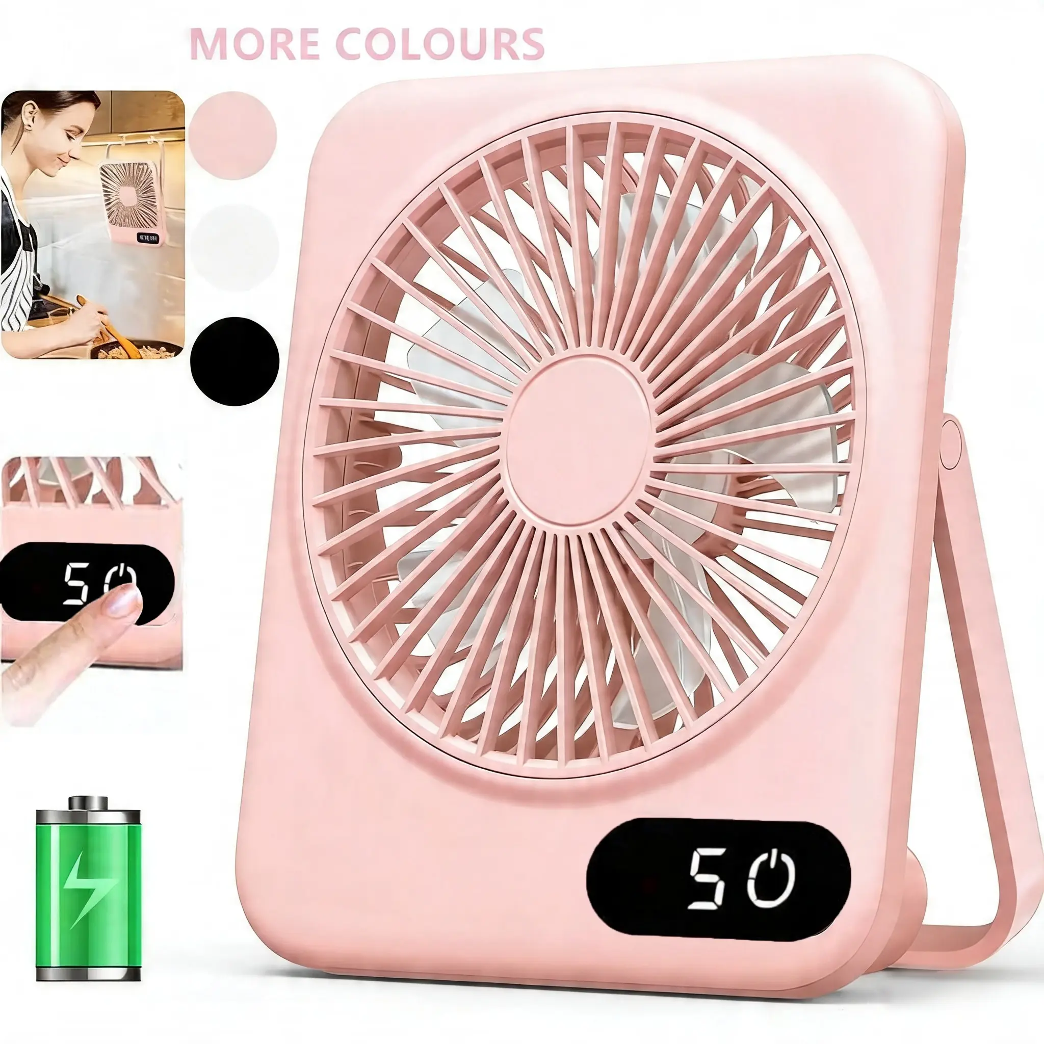 USB Rechargeable Desktop Fan, Strong Airflow Fan, 180° Tilt Folding 5 Speeds Adjustable Fan, Strong Wind Quiet Small Desk Fan for Home Office Desktop, Mini Travel Products, Rechargeable Rotating Fan,back to school,back to school haul