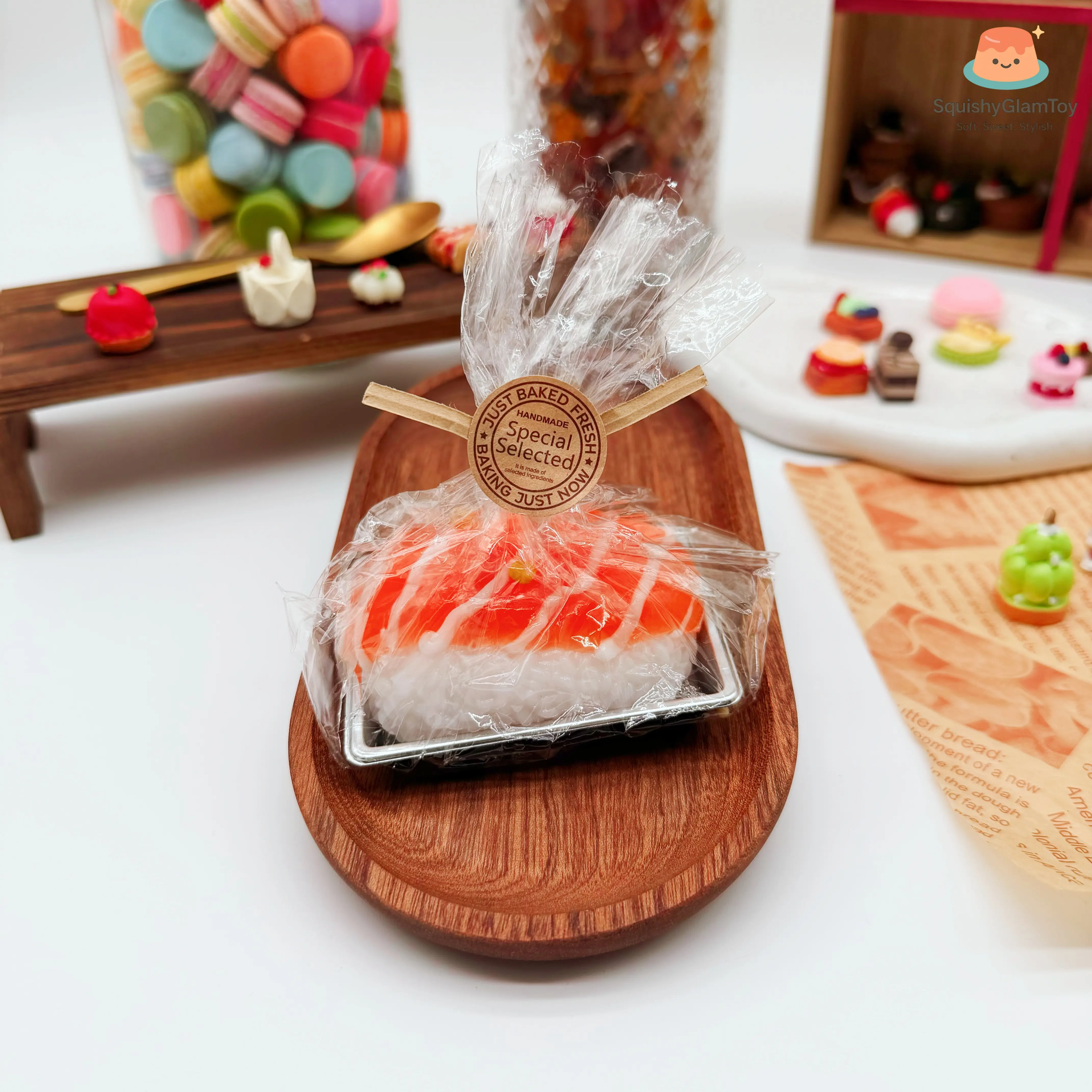 SquishyGlamToy Salmon Sushi Squishy Cute Japanese Food Squishy | Slow Rising PU Foam | Taba Squishy | Stress Relief Fidget Toy