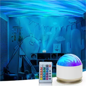 Northern Lights Projector 16 Color Aurora Night Light with Remote Control Dimmable Mood Lighting Memory Function for Kids Teen Girls Bedroom Playroom Gift LED Multicolor Effects Rechargeable USB-Powered