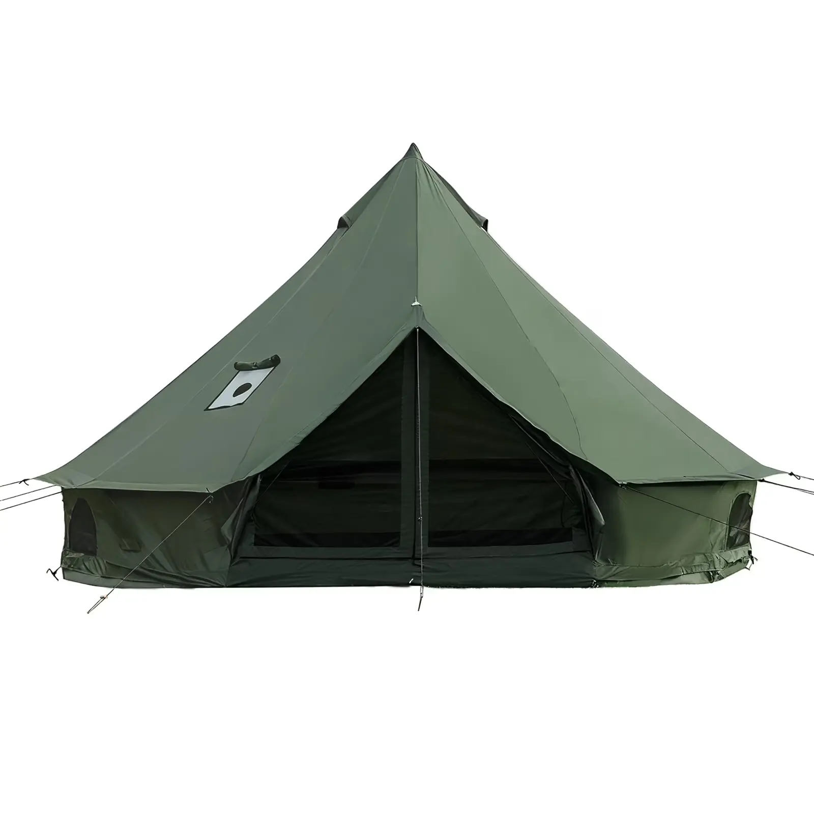 Bell Tent with Stove Jack, Spacious 13.1ft Family Glamping Yurt, 4-6 Person, 4 Season, Easy Setup, Waterproof, Ventilated Outdoor Shelter (13.1ft,Green)