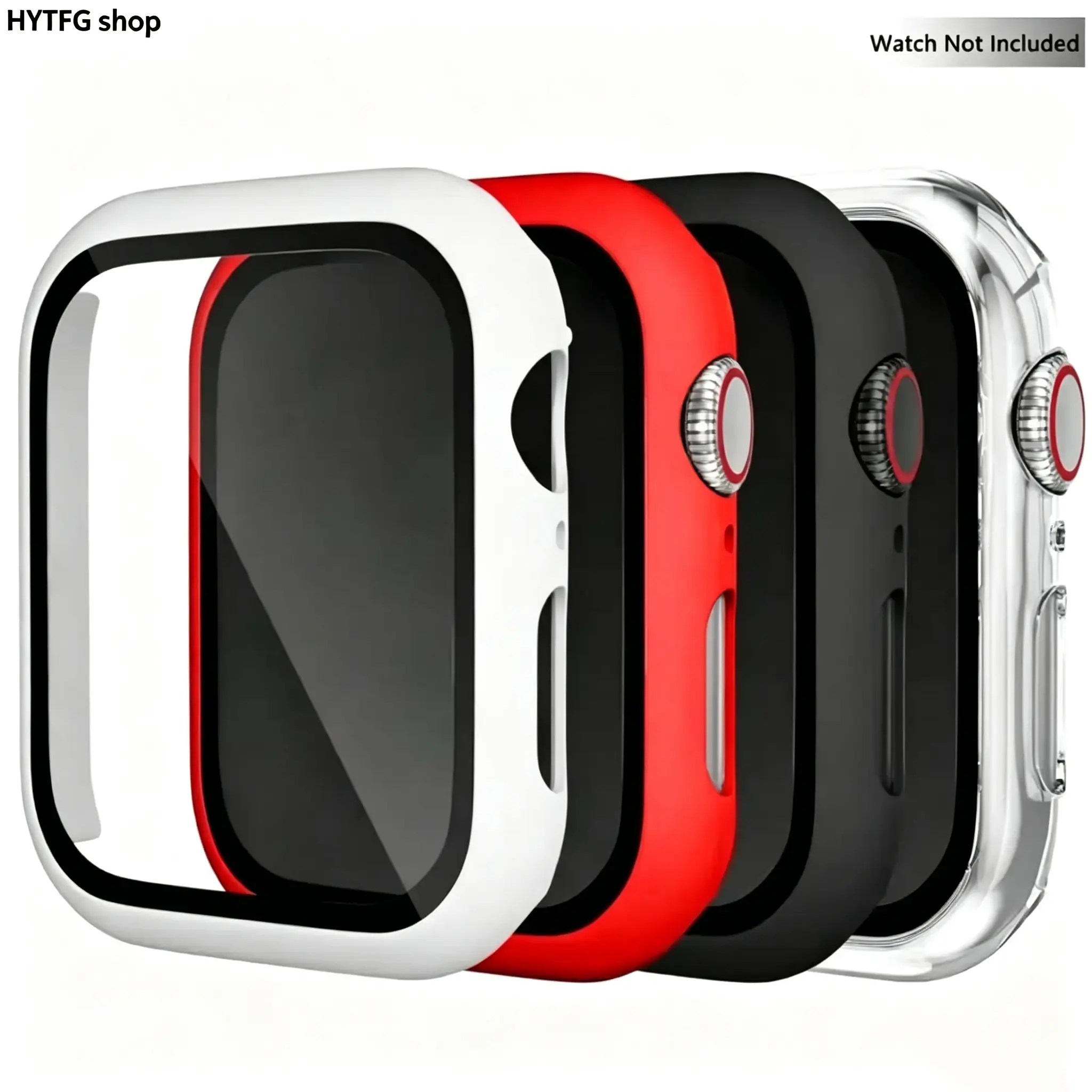 4Pcs Smart Watch Protective Case, Full‑Body Cover With Built‑in Screen Protector, Shock‑Proof Scratch‑Resistant Anti‑Drop Bumper, Ultra‑Slim Accessory Compatible with Apple Watch, For Daily Wear Sports & Outdoor Workout (Apple Watch NOT INCLUDED)