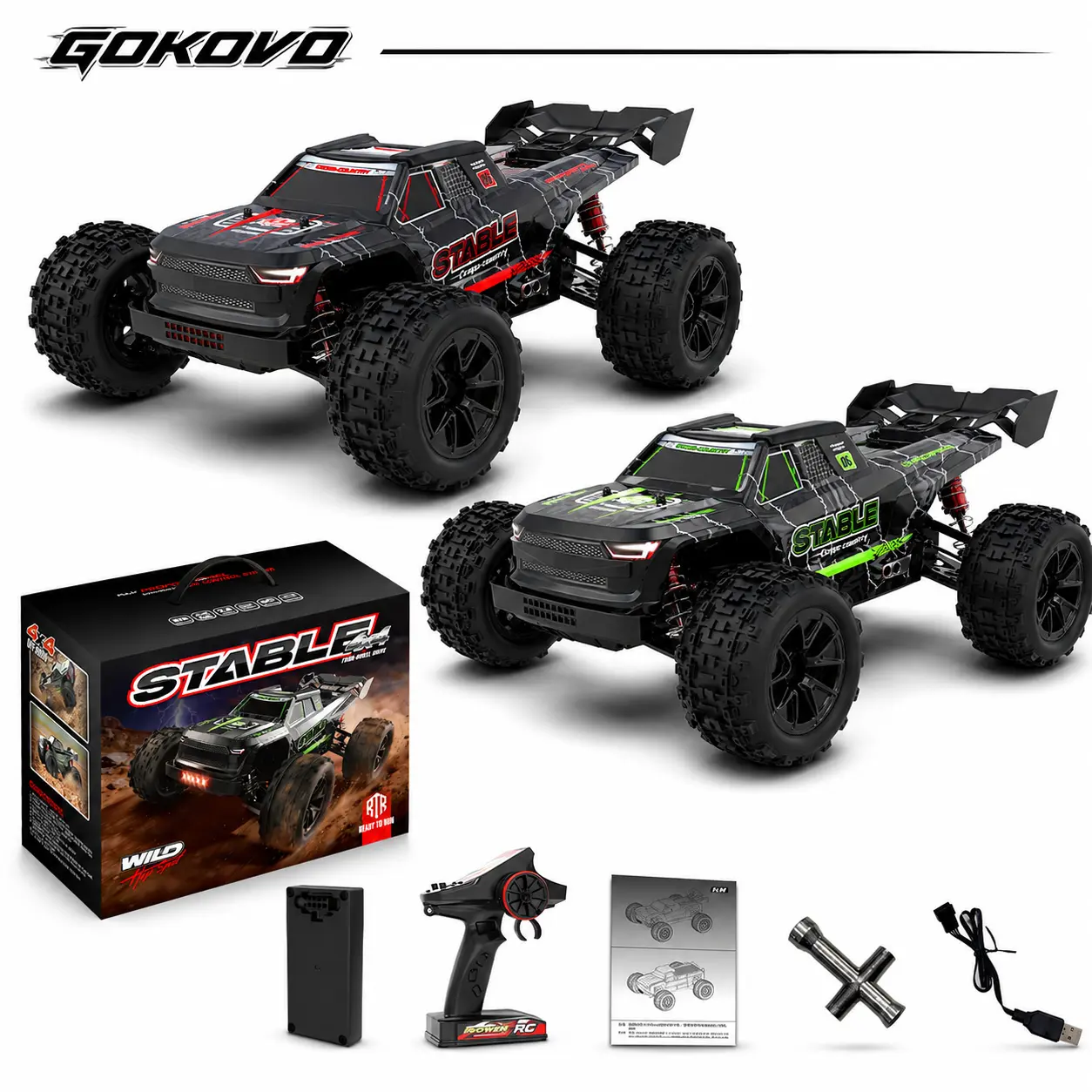 Unisex 1:14 Scale 2.4GHz Remote Control Car, 4-Wheel Drive High-Speed Off-Road Racing Electric RC Vehicle, Alloy Differential, Alloy Parts, Independent Suspension, Gift for Boys/Adults