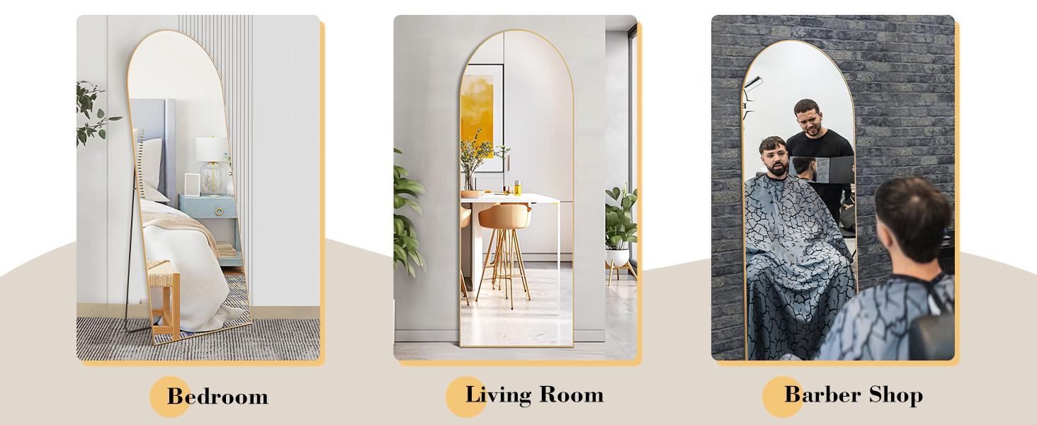 Full Length Mirror Body Floor Standing Mirror Hanging/Leaning Against Wall, Wall Mirrors with Stand Aluminum Alloy Thin Frame for Bedroom Cloakroom