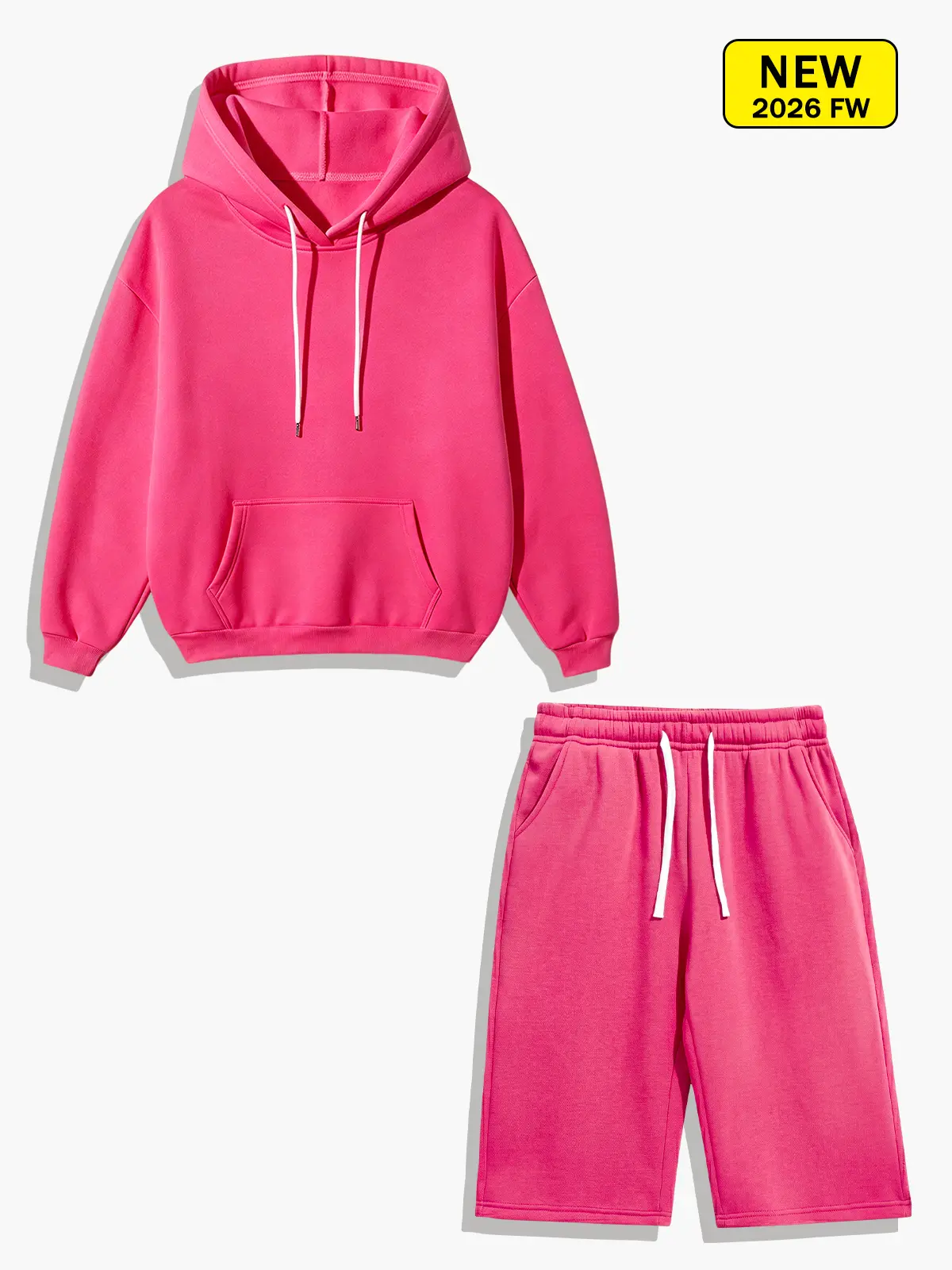 Men’s spring/autumn knit hooded pullover sweatshirt + capri pants set, loose, breathable, comfortable, simple, stylish, versatile