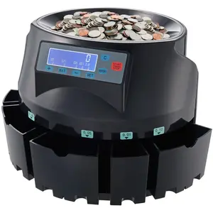 USD Coin Counter & Coin Sorters with LCD Display, Coin Sorter Machine for USD Coin 1/5/10/25 Cents $1, Sorts up to 300 Coins/min, Change Counter Holds 2000 Coins Included 5 Coin Bins & 5 Tubes