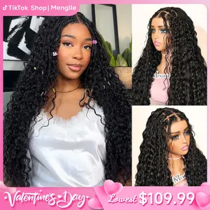 [Upgraded 7x6 Lace] Menglle Hair Pre Box Braided 7x6 Water Wave No Need to Style Pre Cut Lace Front Human Hair Wigs Gluless Boho Curly Ready to Go Pre Hair style#springfresh#GiftedInLove