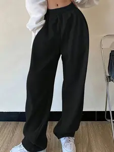 Women's Plain Pocket Design Sweatpants, Casual Jogger Pants for Daily Wear, Ladies Fall Trousers, Fall Outfits Black Girl No Drawstring Sweatpants Meaning