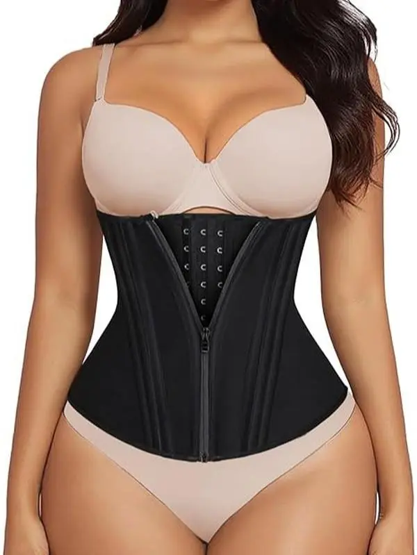 Women's Waist Trainer Corset Shapewear Tummy Control Sport Workout Cincher Body Shaper with Zipper Hooks Plus Size Breathable Fabric 15 Steel Bones Support waist trainer shapewear tummy control waist trainer Everyday Compression