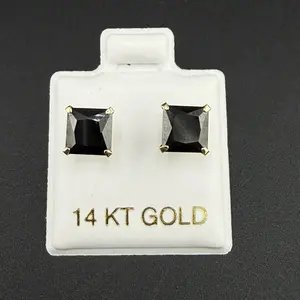 14k gold dark square earrings