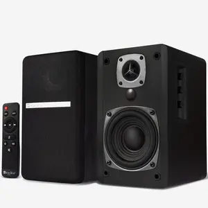 Singing Wood Bluetooth Bookshelf Speakers for Studio, TV, Turntable, Computer - 60W RMS, Wood Grain, Black Finish