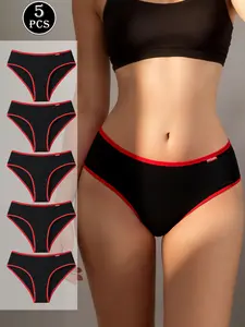 Hotcom Women's Plus Size Seamless Briefs Set, 3/5Pcs Casual Soft Comfy Breathable Knickers for Daily Wear, All-Season Underwear, Brief summerwins,summerwins