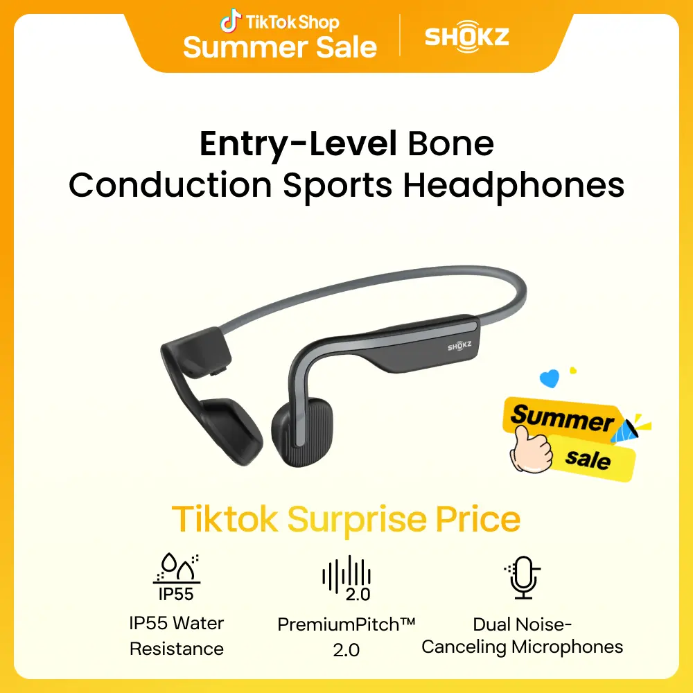 SHOKZ OpenMove - Open-Ear Bluetooth Sport Headphones, Bone Conduction Wireless Earphones, Sweatproof for Running and Workouts