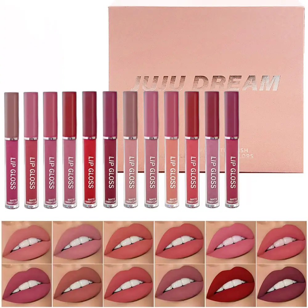 Liquid Lipstick Set, 6 Colors Matte Lip Gloss Collection with Smooth Velvet Texture, Nude Pink Berry Lip Makeup for Women, Halloween Gift