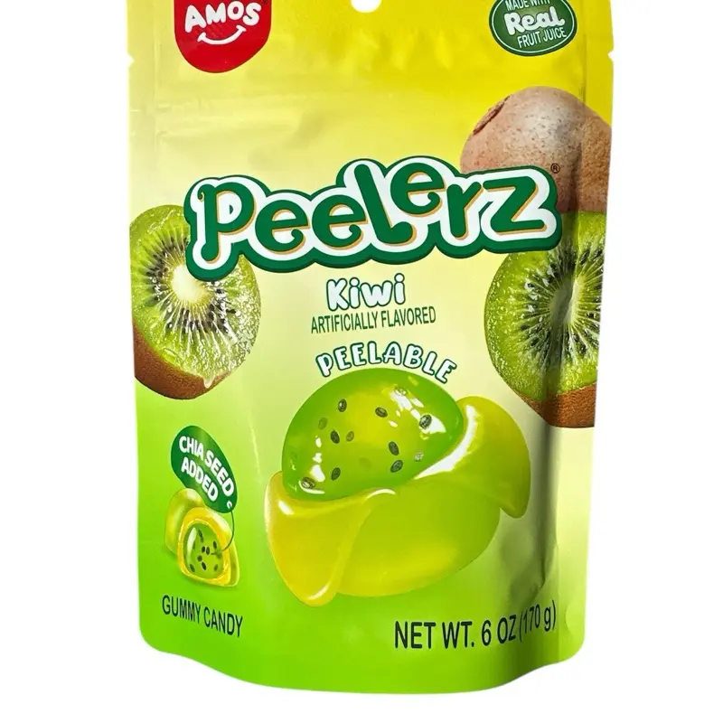 Amos Peelerz Kiwi Gummy Candy, Peelable Kiwi Gummy Candy, Resealable 6 oz Bag