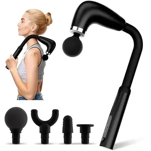 Extended Handle Massage Gun for Full Body Use | 9 Levels of Intensity & 4 Massage Heads | Quiet Motor with Long Reach Handle for Back, Neck, Waist & Legs | Portable Percussion Massager for Daily Use, Travel & Home Comfort gifts