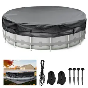 【2026 US Spring Glow Up】Round Pool Cover, Hot Tub Cover, Solar Pool Covers For Above Ground Pools, Summer Pool Cover Protector, Heavy-Duty Waterproof Dustproof Pool Solar Cover With Drawstring And Ground Nails