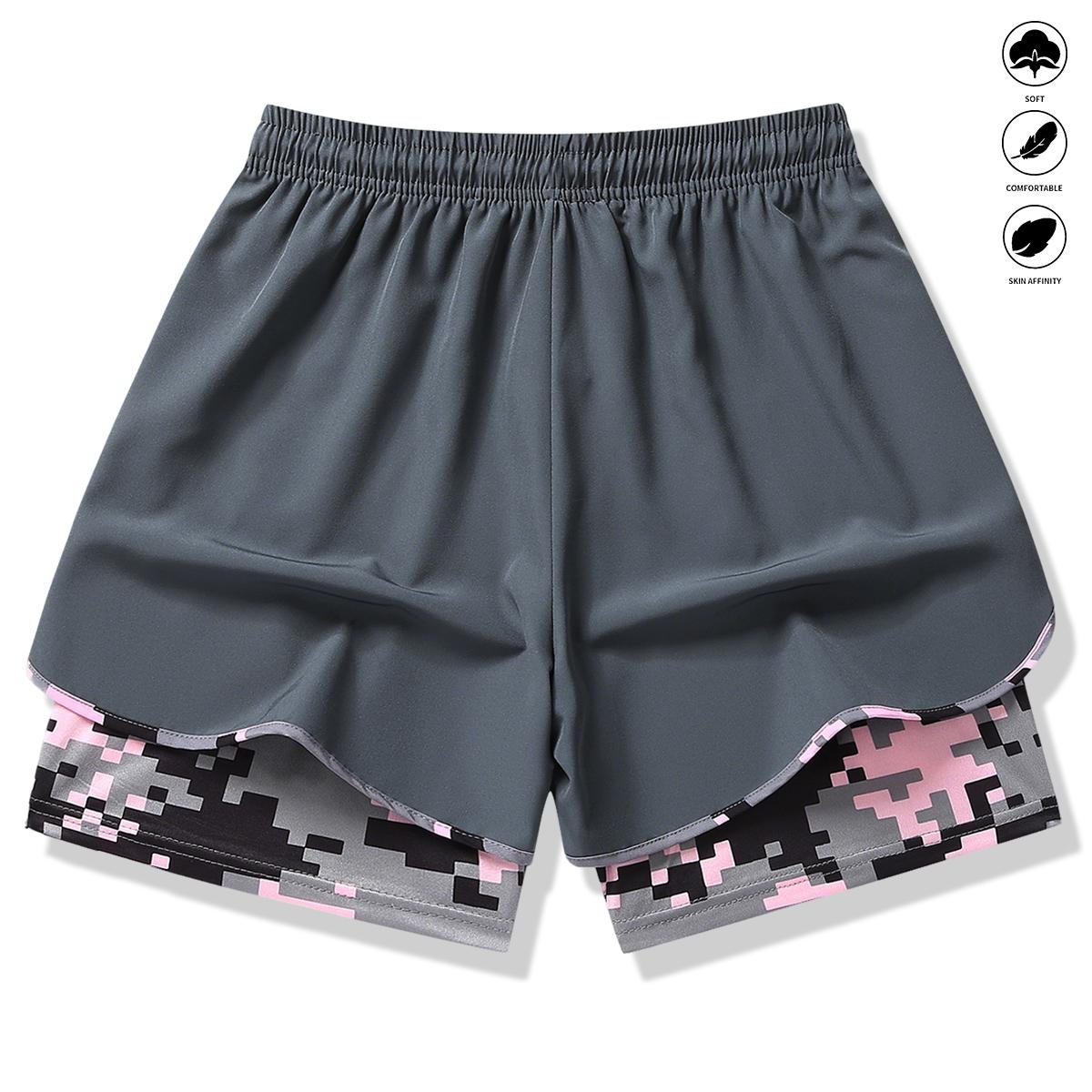 Women’s casual athletic shorts with built-in liner, drawstring, elastic waistband; suitable for outdoor sports, fitness, running, and casual wear; women’s shorts, athletic shorts, womenswear