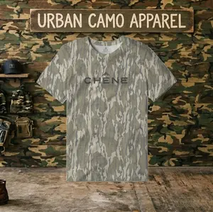 Mossy Oak CHENE Original Bottomland Washed Out Camo Tee - Letter Printing Short Sleeve Shirt