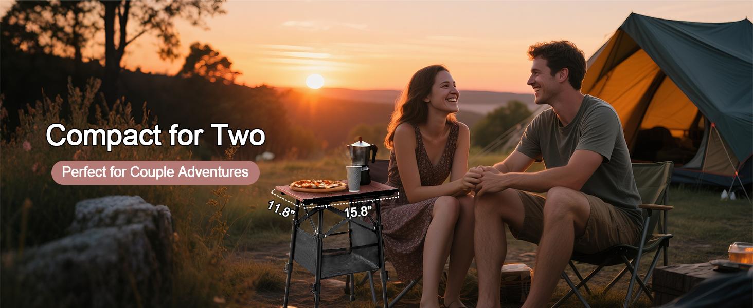 Odoland Folding Camping Table with Sturdy Storage Bag, Adjustable Height Portable Lightweight Mini Beach Table for Outdoor Picnic Camping Travelling