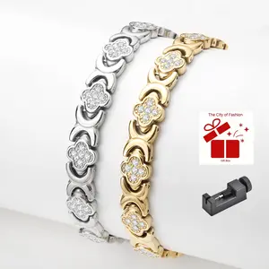 City Fashion Copper Bracelets for Women, Ultra Strength Magnetic Bracelet with 3800 Gauss Magnets & Sparkling Cubic Zirconia, Adjustable,charm bracelet Rhinestone Decorated Bangle-MothersDayGift