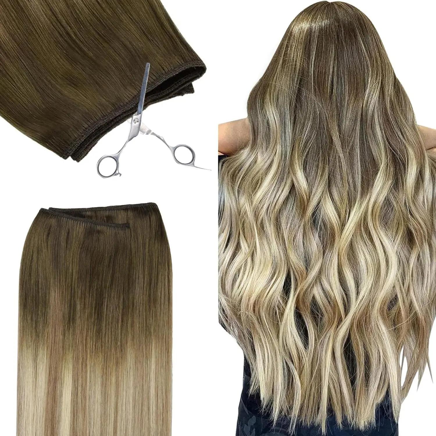 GOO GOO Sew In Weft Hair Extensions Real Human Hair Weft Extensions  Natural Straight Hair Multiple Wearing Ways 10+ Color Choices Best Weft Extensions summer hairstyles #tiktokshopbacktoschool #sohochic