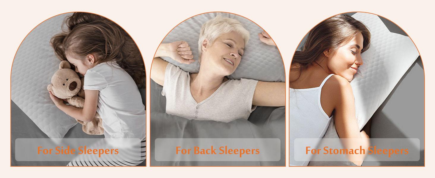 Memory Foam Pillows for Sleeping, Bed Pillows for Adults with Washable Cover and Breathable Mesh, Gel Cooling Pillow for Back and Side Sleeper Support, White Memory Foam Pillows for Sleeping, Bed Pillows for Adults with Washable Cover and Breathable Mesh, Gel Cooling Pillow for Back and Side Sleeper Support, White